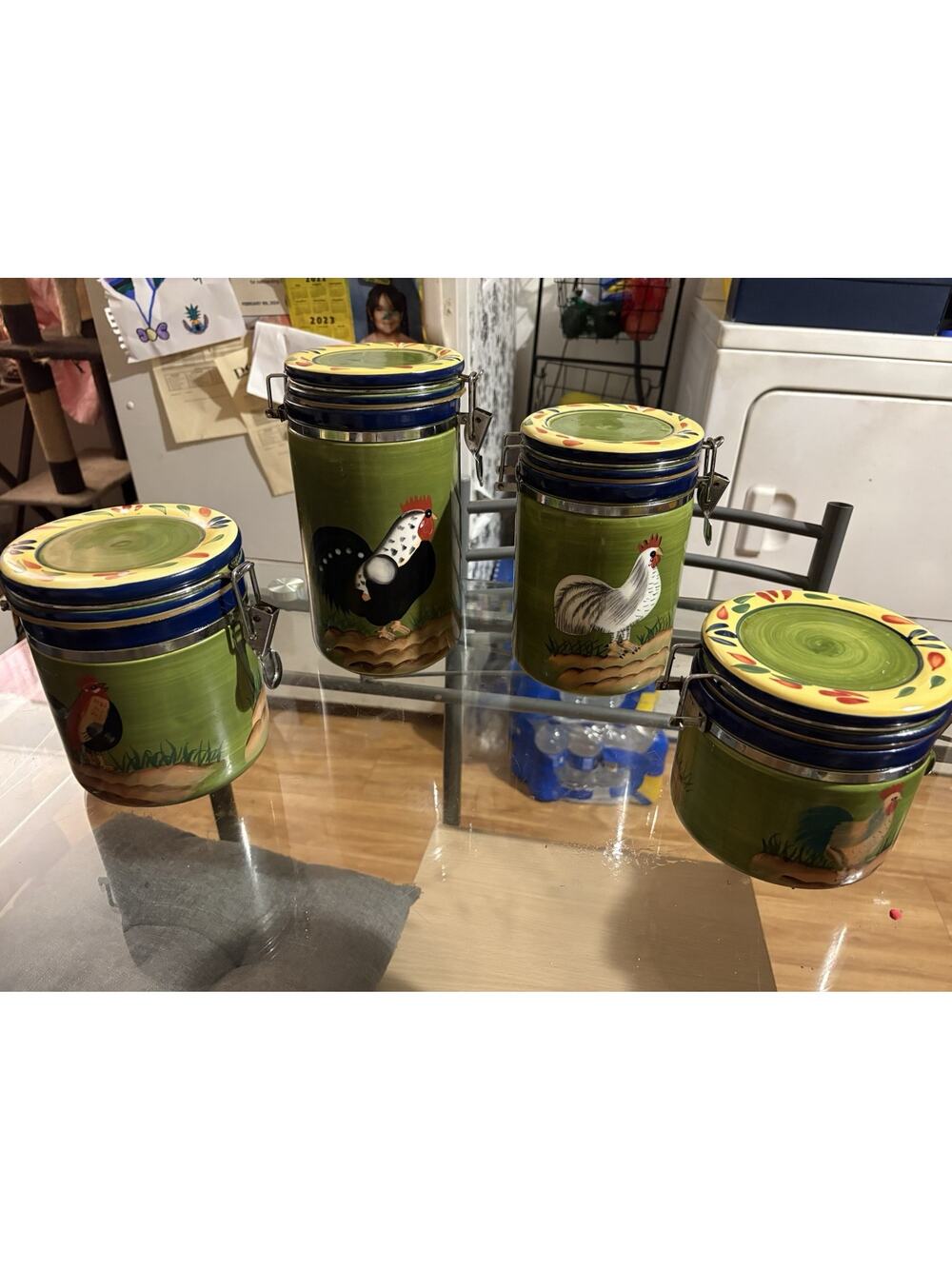 VTG Provence Baum Brothers "Style Eyes" 4 Piece Canister Set Rooster Collection